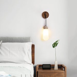 Nowoczesny kinkiet travertynowy łezka beżowy 8cm 20cm