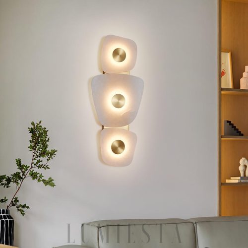 Lampa ścienna Holmdel Alabaster 29 cm biała złota, ciepłe LED - boczny profil