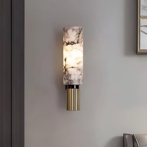 Riviera - Lampa ścienna alabastrowa, mosiądz, premium kinkiet Ø13x34 cm