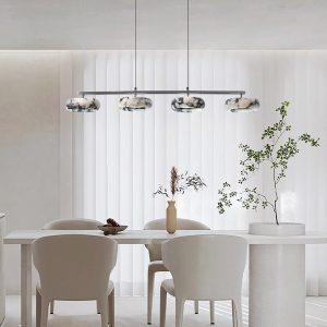 Lampa wisząca 115cm białe marmurowe pierścienie ciepła