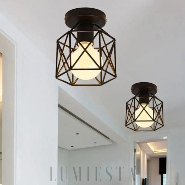 Modern black metal geometric ceiling lamp