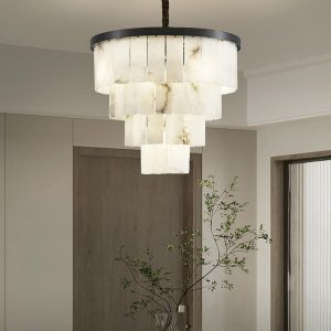 Savile - Alabastrowy żyrandol kaskadowy, śnieżnobiały, Ø 45/60/80/110cm, wielopoziomowy, idealny do salonu