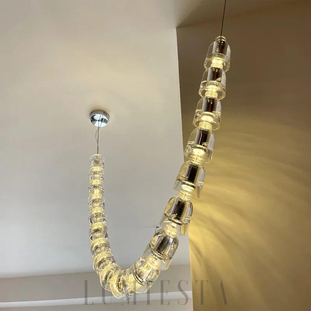 Lampa wisząca Gabriel G - zbliżenie na wykończenie ze stali nierdzewnej i tworzywa