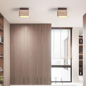 Cube Terra - Kwadratowa lampa sufitowa z naturalnego trawertynu, minimalistyczna, 12cm