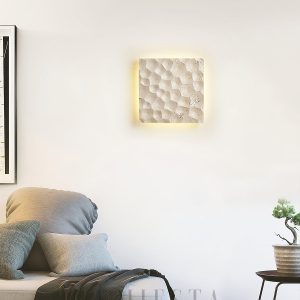 Kwadratowy modularny kinkiet trawertynowy 25 cm beżowy LED