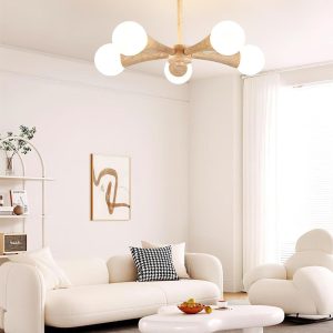 Żyrandol trawertynowy Hedra organiczny kształt 3 4 5 głów