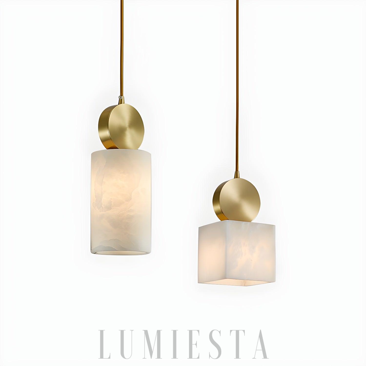 Etrusca – Lampa wisząca alabastrowa mosiężna Ø12 cm