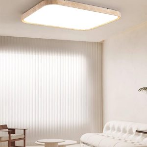 Lampa sufitowa LED travertynowa prostokątna 93x68cm Beżowa