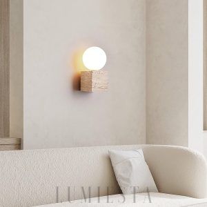 Curacao - Lampa ścienna z beżowego trawertynu 10x20 cm