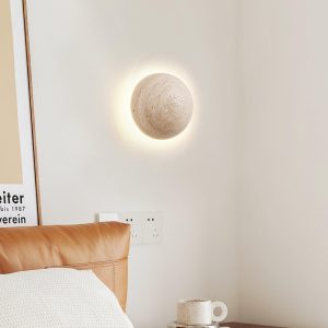 Martinique - Elegancka travertynowa lampa ścienna, beżowa