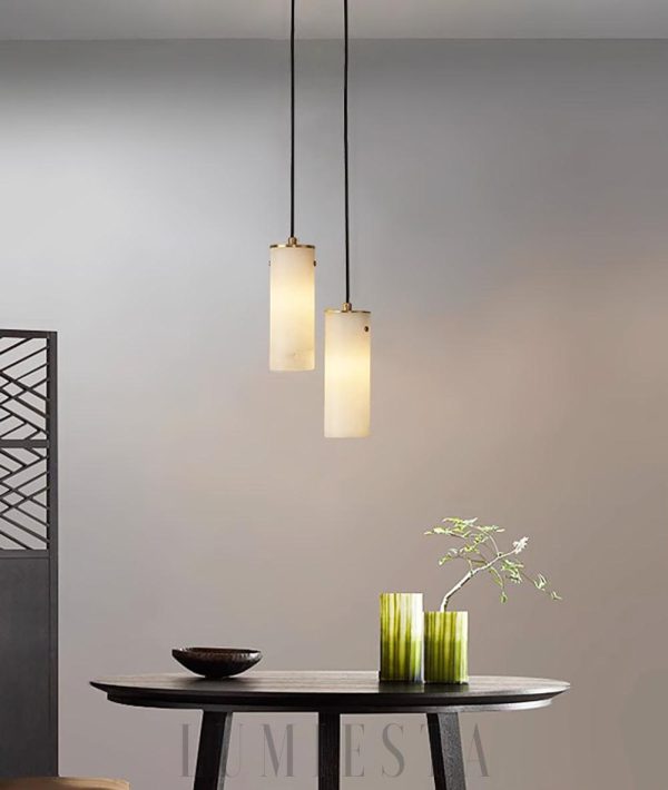 Nula - Lampa wisząca Alabaster cylindryczna, biała