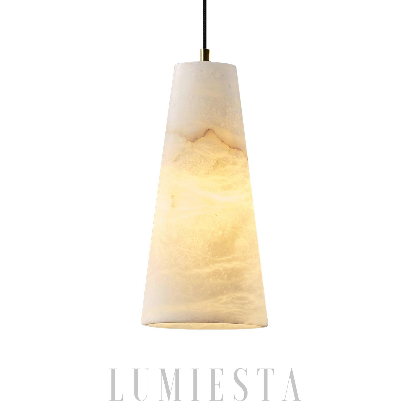 Eglo - Lampa wisząca alabastrowa stożkowa złota