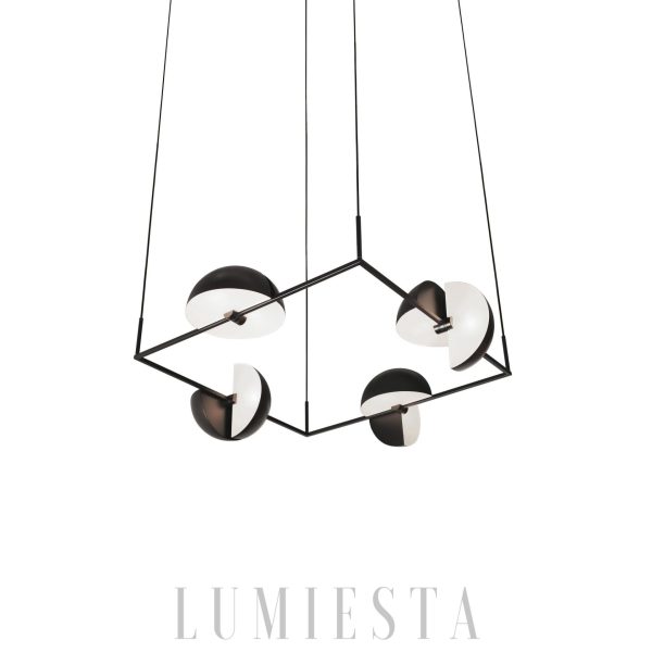 Elegant Trapeze Quartette pendant lamp in black