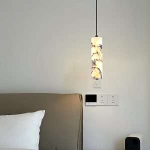 Astra - Marmurowa lampa sufitowa cylinder 6x28cm biało czarna