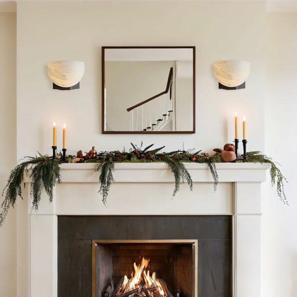 Lampa ścienna alabastrowa hemisferyczna w stylu nowoczesnym