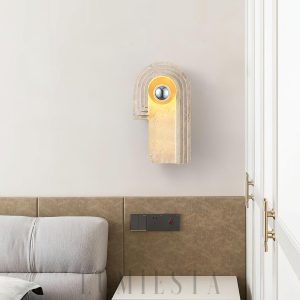 Kinkiet trawertynowy łukowy Travertine Bien elegancki 30cm