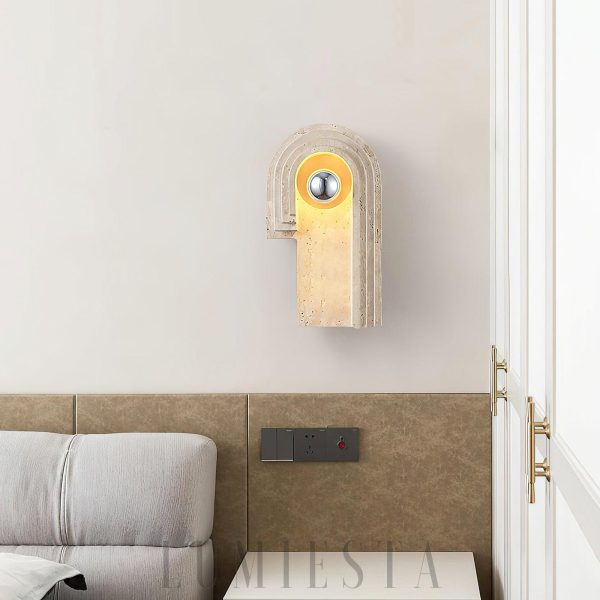 Kinkiet trawertynowy łukowy Travertine Bien elegancki 30cm