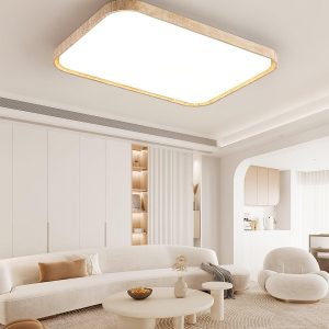 Lampa sufitowa LED travertynowa prostokątna 93x68cm Beżowa