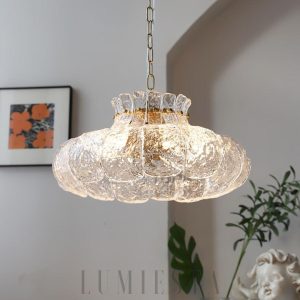 Petal Ice designerska lampa wisząca szkło lodowe złota 50cm