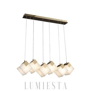 Mordena - Lampa wisząca Modern Cube — alabaster złoto/biały