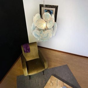 Lampa sufitowa Vintage Murano z niebieskiego szkła 45cm