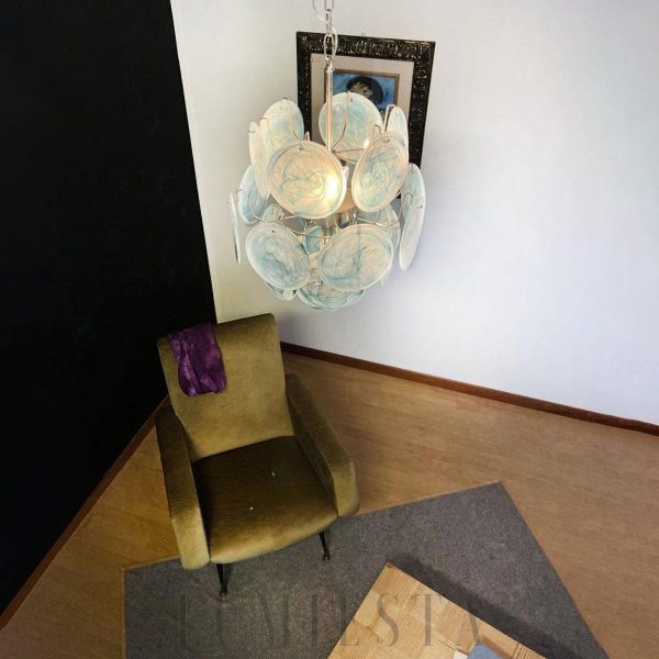 Lampa sufitowa Vintage Murano z niebieskiego szkła 45cm