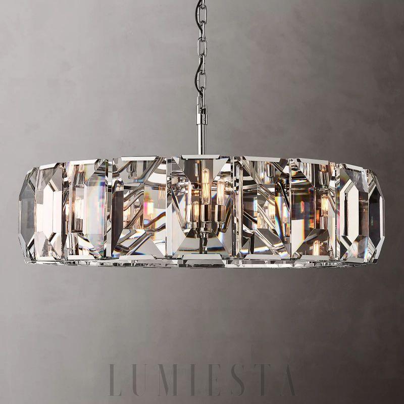 Feniks - lampa wisząca szklana mosiężna okrągła, widok od dołu