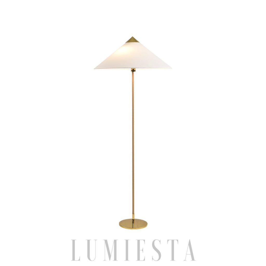 Lampa podłogowa metalowa biała z tekstylnym kloszem Umbrella - widok główny
