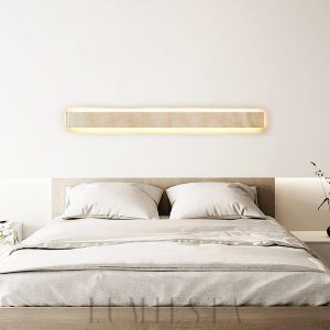 Huna - Prostokątna lampa ścienna z trawertynu beżowa - Długość 40/60/80/100/120cm