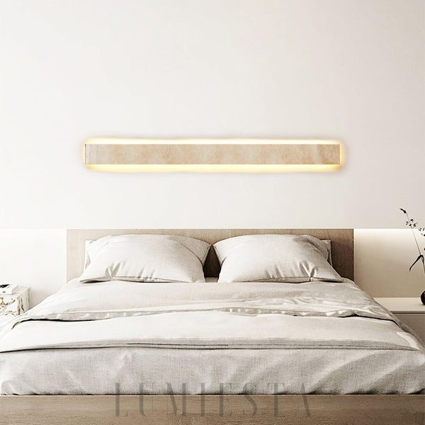 Huna - Prostokątna lampa ścienna z trawertynu beżowa - Długość 40/60/80/100/120cm