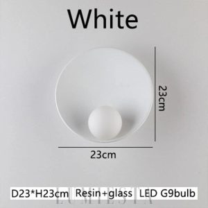 Nowoczesna biało-czarna lampa ścienna z okrągłym kloszem