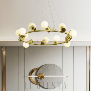 Raechelle - Mosiężny żyrandol Alabaster nowoczesny 70-85 cm