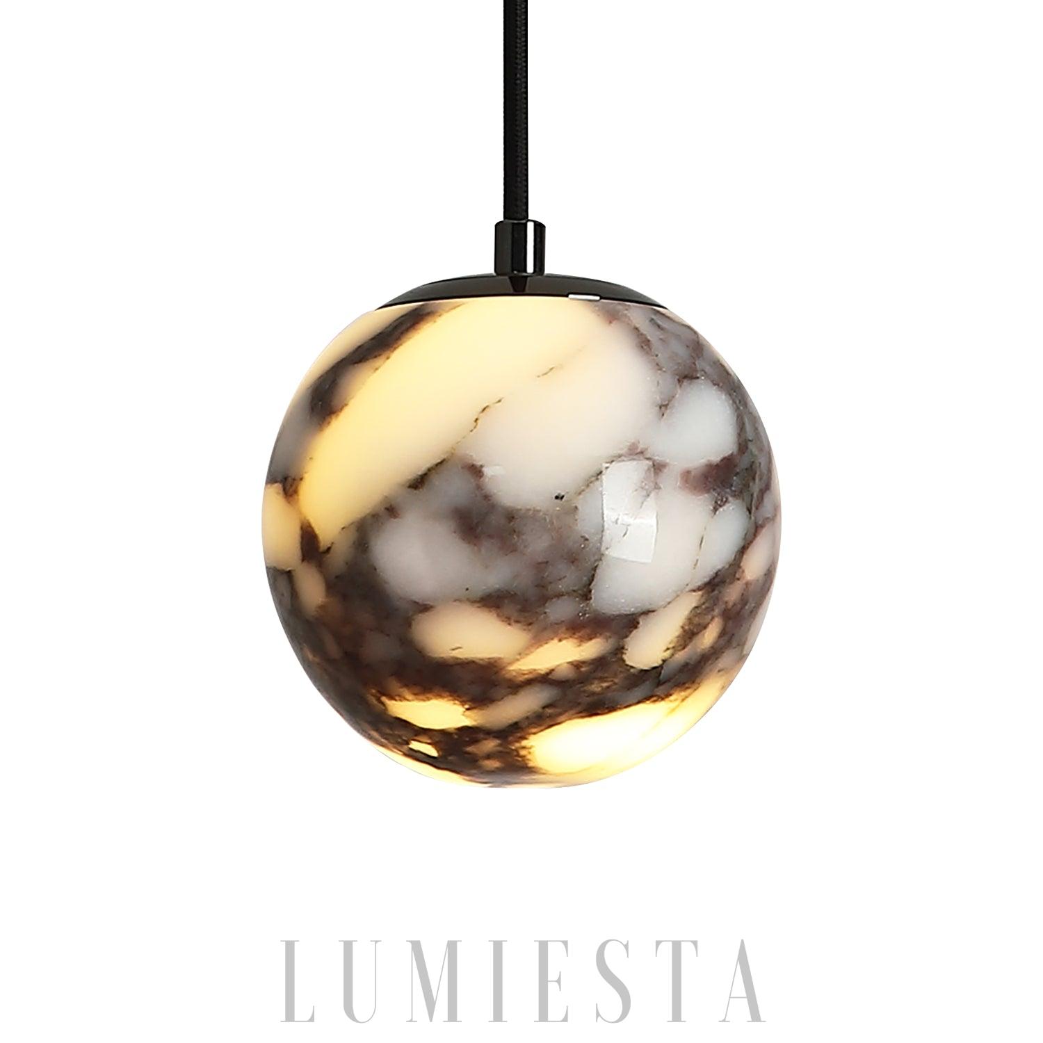 Elige - Marmurowa lampa wisząca kulista biała 15 cm