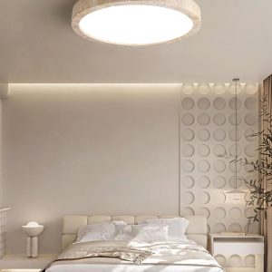 Horizon - Lampa sufitowa trawertynowa, okrągły plafon do salonu,  Ø38/48/58 cm