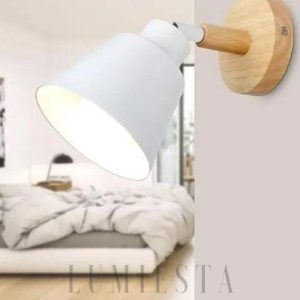 wm_14728790879928701600.jpg Stylowa lampa ścienna, metalowy klosz i drewniana podstawa