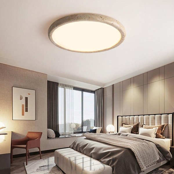 Kleine - Elegancki kinkiet sufitowy z trawertynu, nowoczesny 48 cm