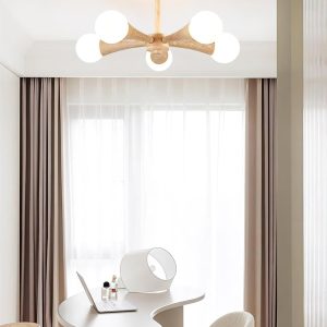 Żyrandol trawertynowy Hedra organiczny kształt 3 4 5 głów