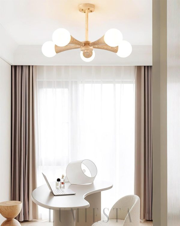 Żyrandol trawertynowy Hedra organiczny kształt 3 4 5 głów