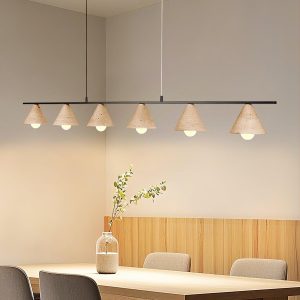 Lampa wisząca travertine 140cm beżowa stożkowa do jadalni
