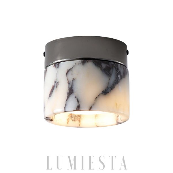 Lampa sufitowa cylinder marmur 12cm x13cm Czarny Biały