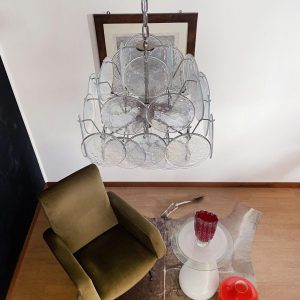 Vintage Murano 49 cm - lampa wisząca ze szkła iryzującego widziana z przodu