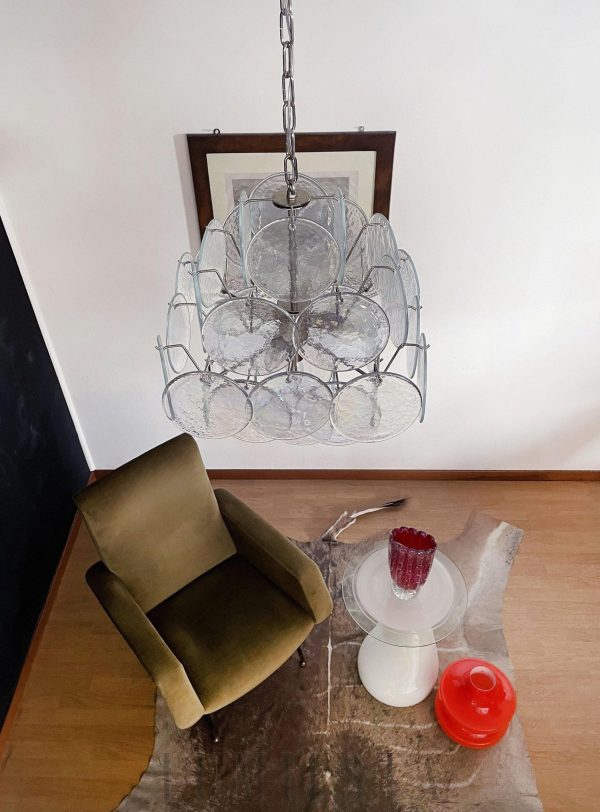 Vintage Murano 49 cm - lampa wisząca ze szkła iryzującego widziana z przodu