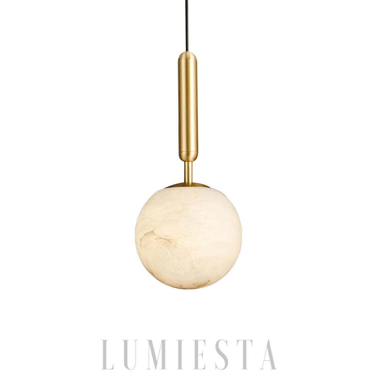 Punik - lampa wisząca z alabastru złota