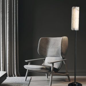 Years - Lampa 150 cm, mosiądz, alabaster, ciepłe światło