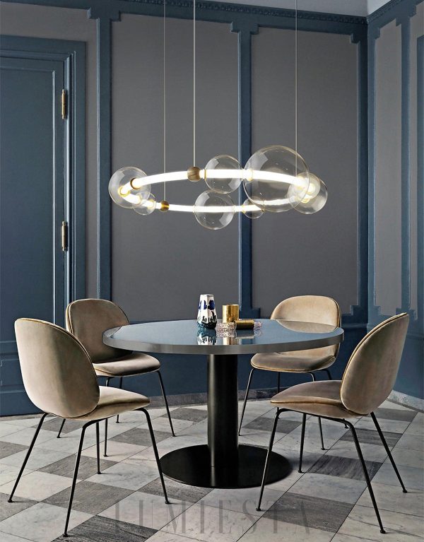 Morse - Lampa wisząca złota z przezroczystymi kloszami