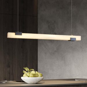 Cary - Lampa wisząca Alabaster podłużna, nowoczesna, długość 100/120 cm - Lampa Led nad stół