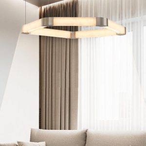 Alabastrowy okrągły żyrandol 90 cm elegancki LED