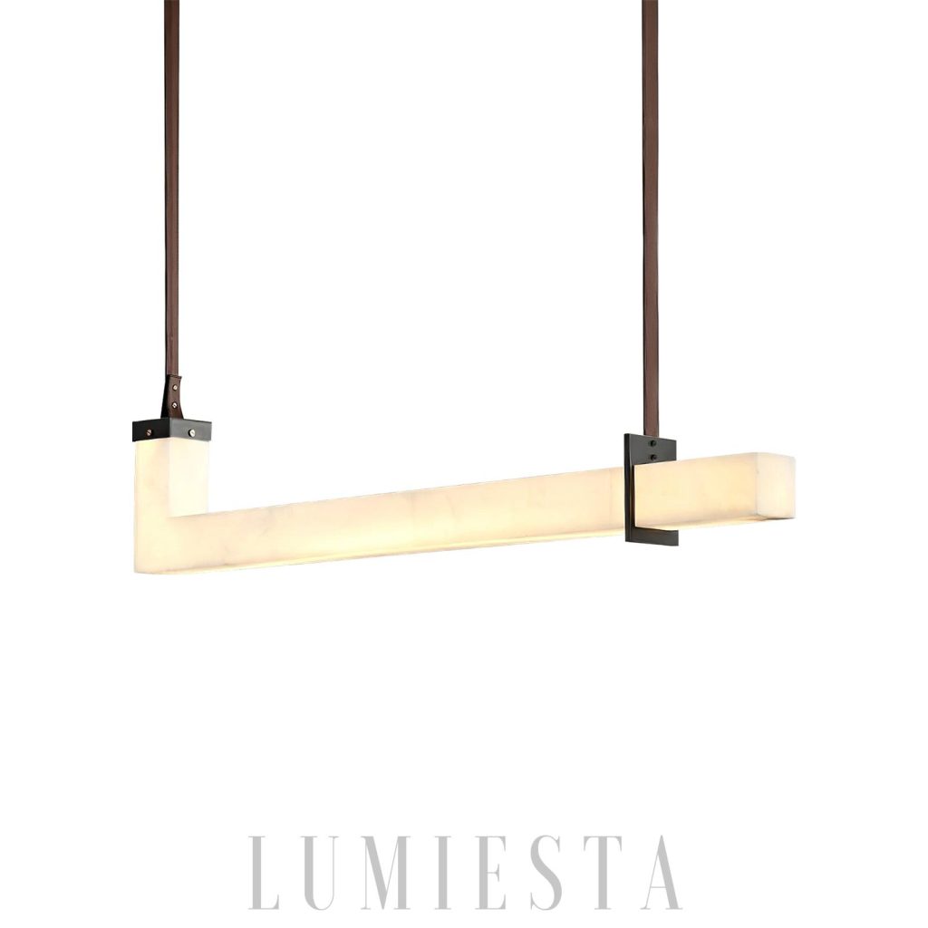 Lampa wisząca alabastrowa linearna biała Axis 120 cm - widok główny