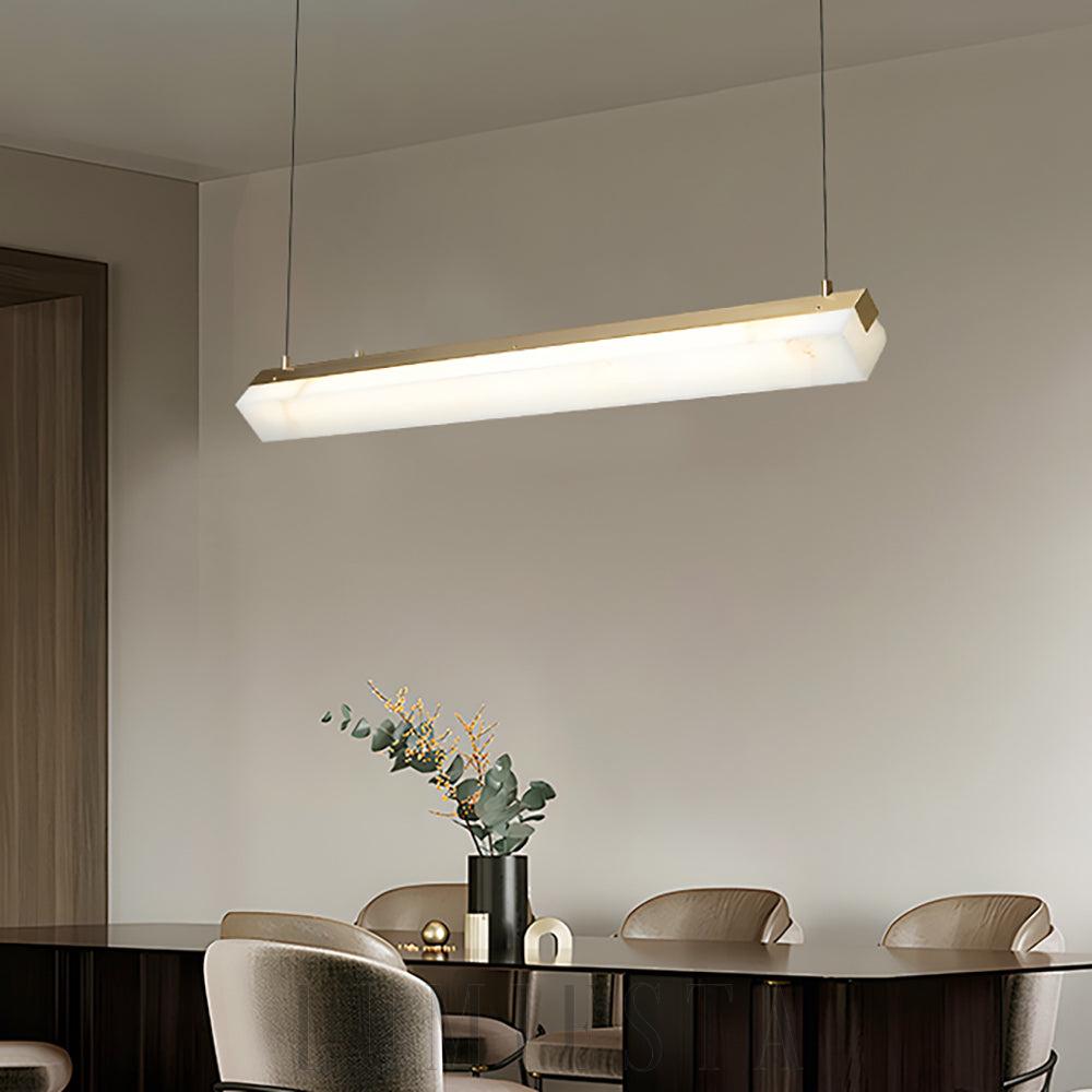 Lampa wisząca alabaster prostokątna Mino - nowoczesna forma 100 cm i 120 cm