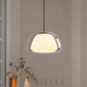 Lampa wisząca w kształcie bąbla z przezroczystym kloszem - detal klosza